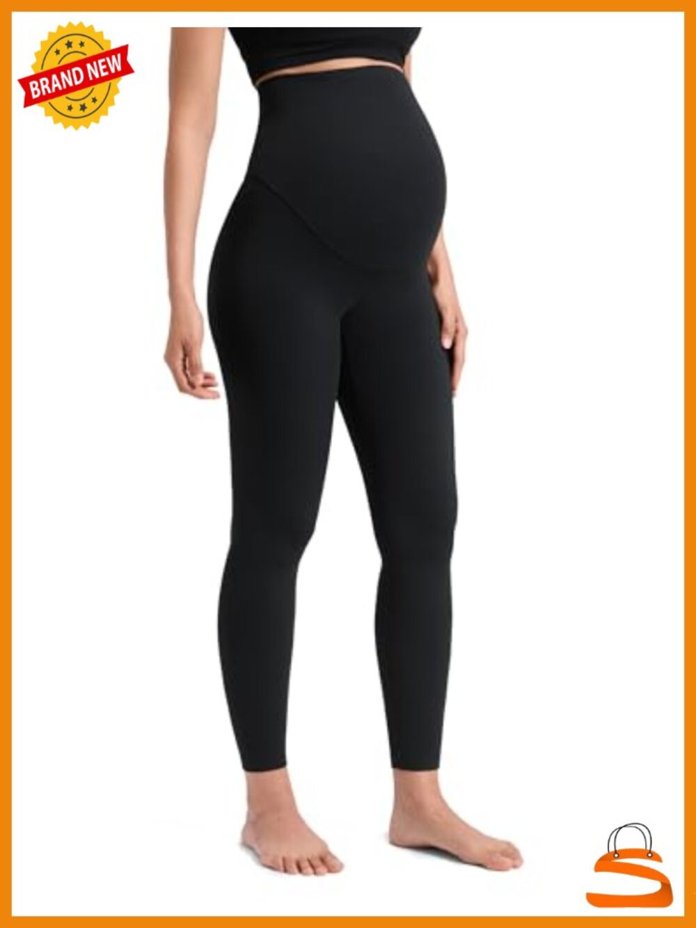 Softretch Maternity No Front Seam Leggings 25" Over The Belly Pregnancy Pants